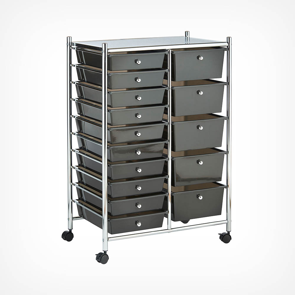 Black 15 Drawer Trolley