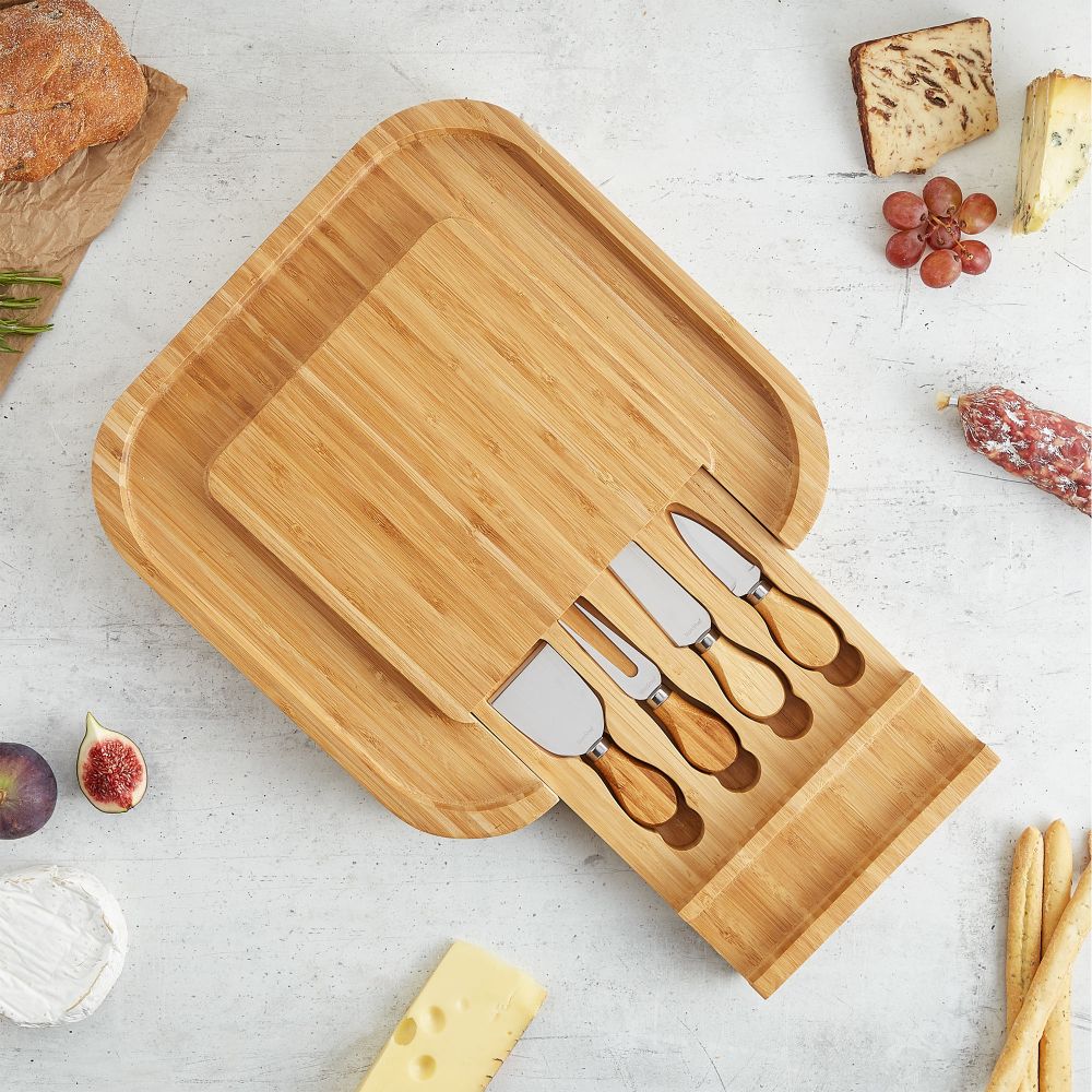 Bamboo Cheese Board with Knives