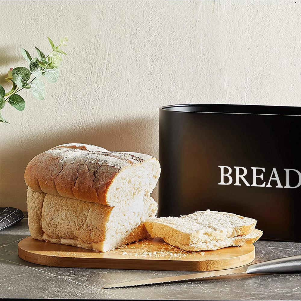 Matte Black Bamboo Bread Bin 