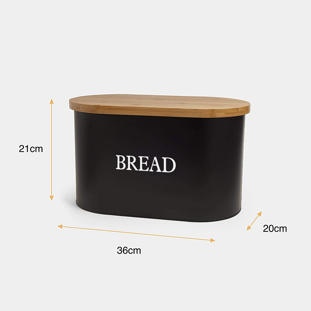 Matte Black Bamboo Bread Bin 