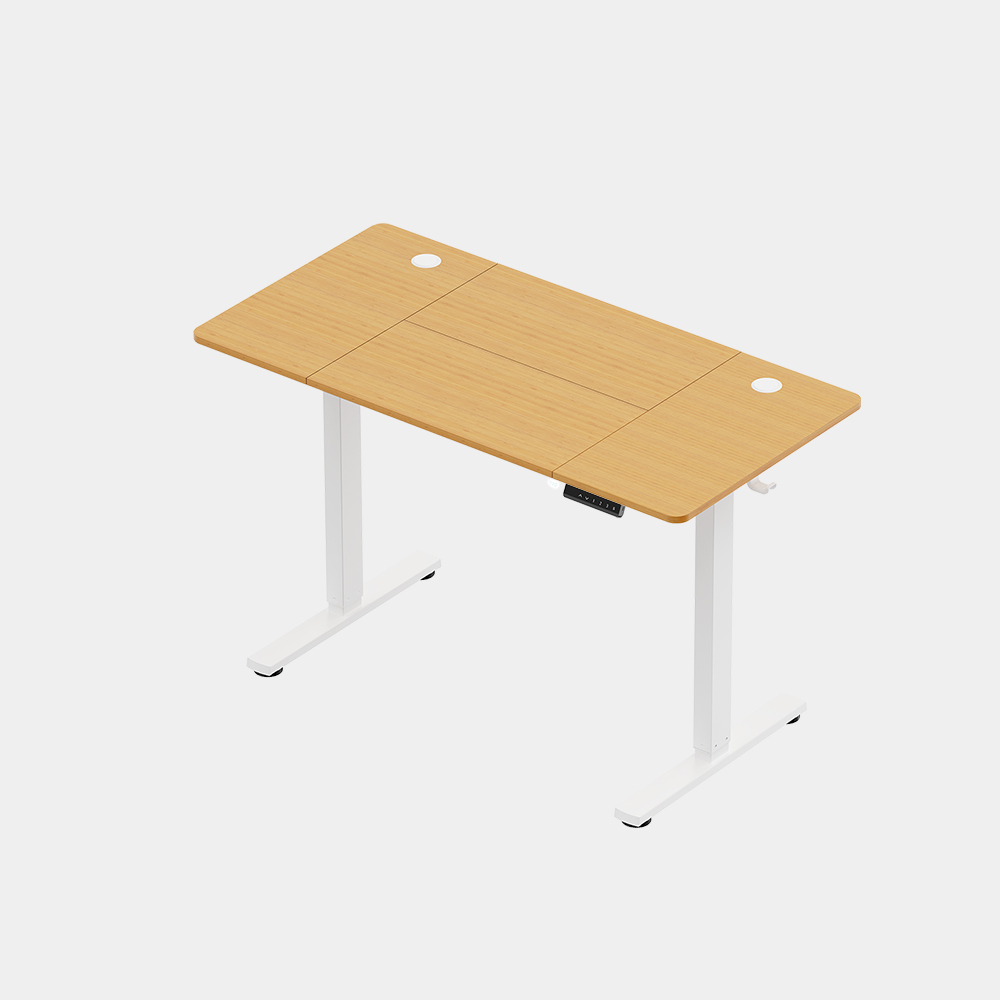 White Standing Desk with Maple Desktop 120x60cm and USB-C Charging Port