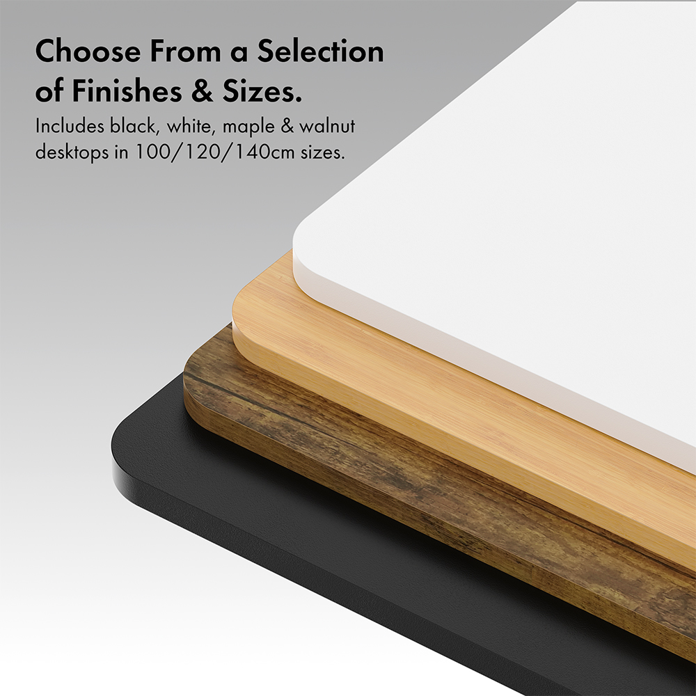White Standing Desk with Maple Desktop 140x60cm and USB-C Charging Port