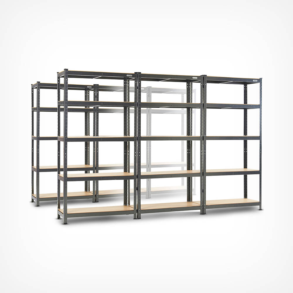 5-Tier Metal Shelving Unit x5 –  Black (180 x 90 x 40cm)