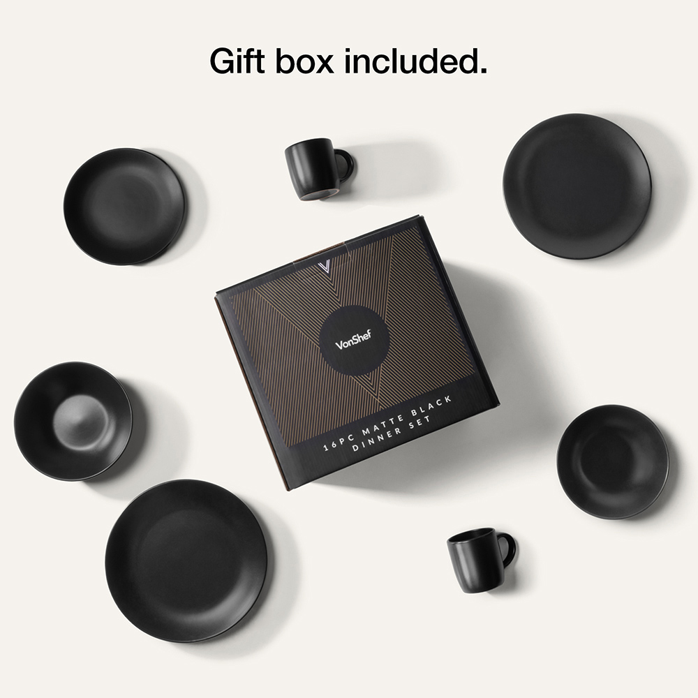 Matte Black Dinner Set – 16 Piece