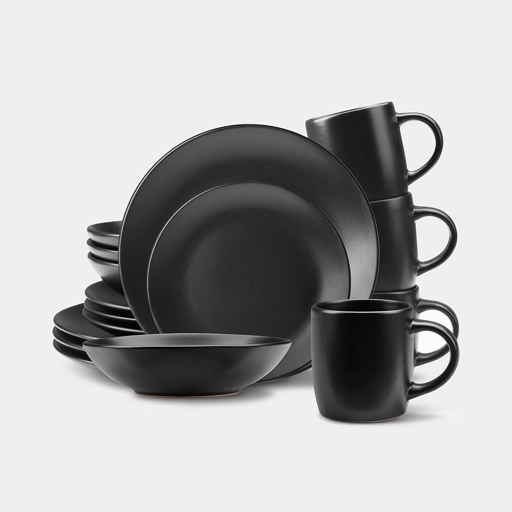 Matte Black Dinner Set – 16 Piece