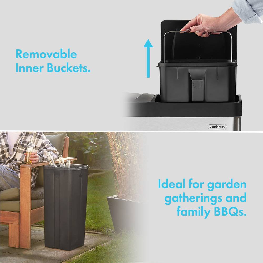 Double Compartment Pedal Recycling Bin - 60L