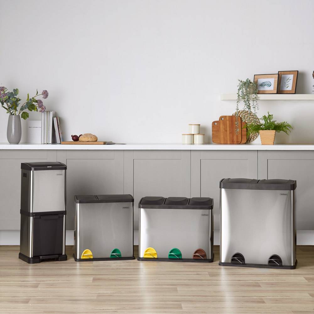 Double Compartment Pedal Recycling Bin - 60L