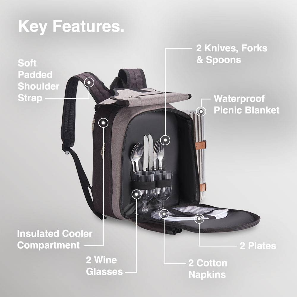 Ash Picnic Backpack - 2 Person