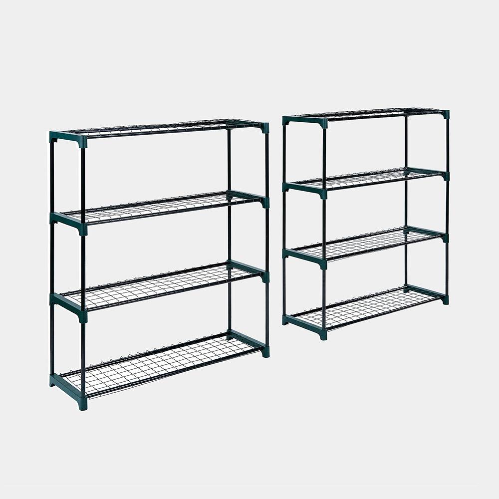 4-Tier Steel Shelving Unit x2 – Green (107 x 90 x 30cm)