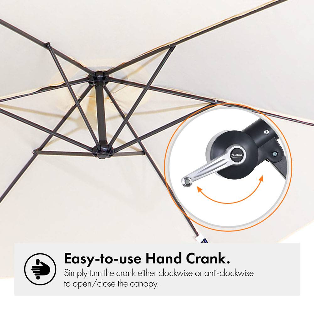 Ivory Cream 3m Banana Parasol & Cover Set