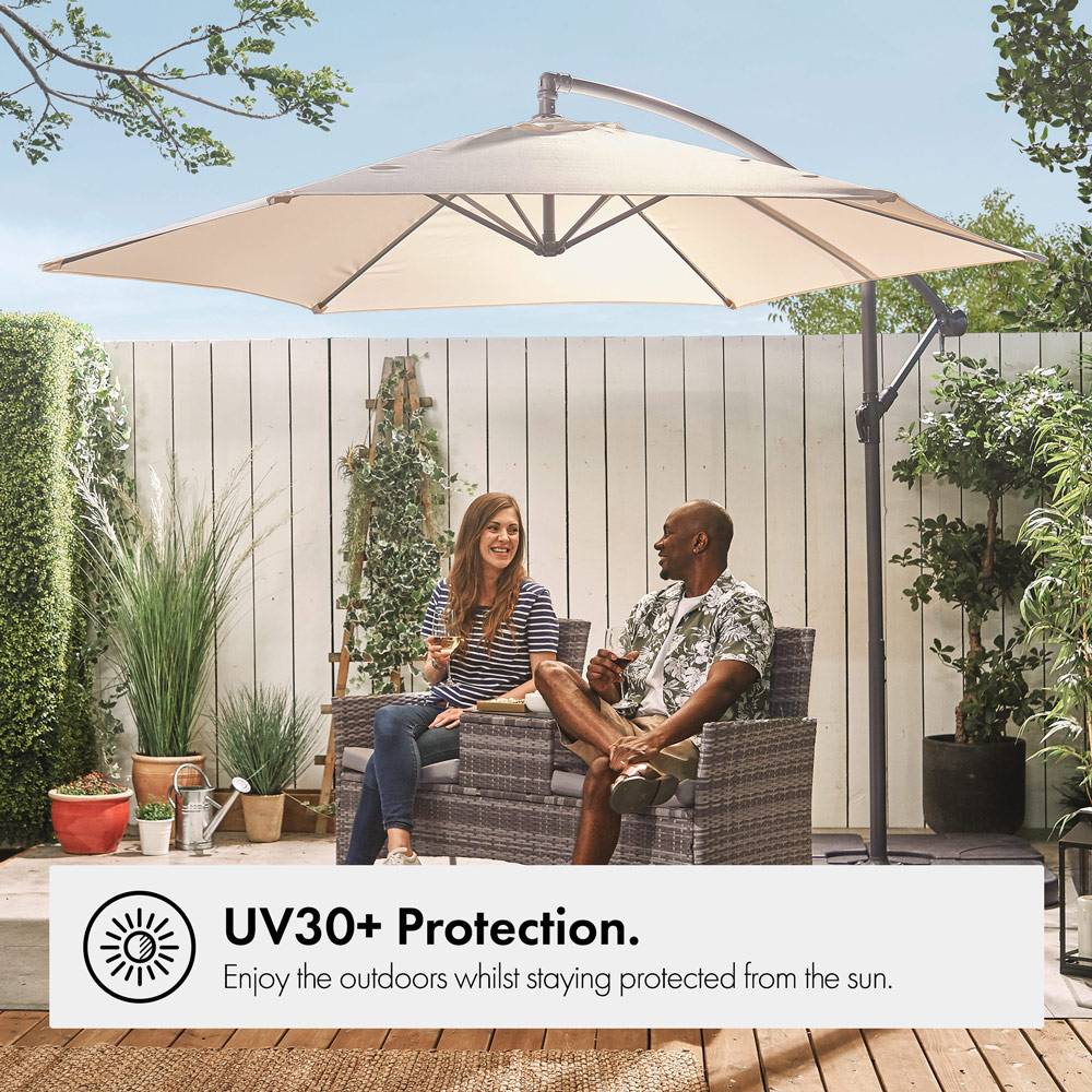 Ivory Cream 3m Banana Parasol & Cover Set