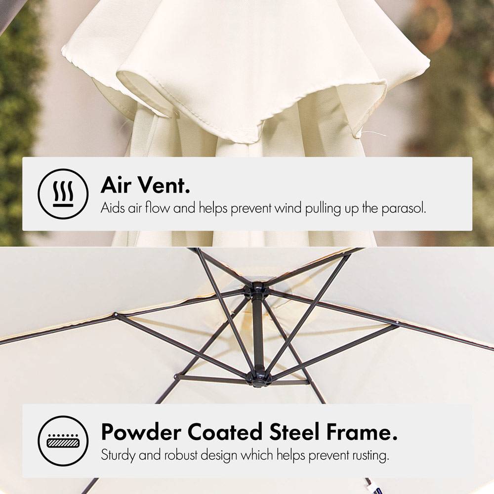 Ivory Cream 3m Banana Parasol & Cover Set