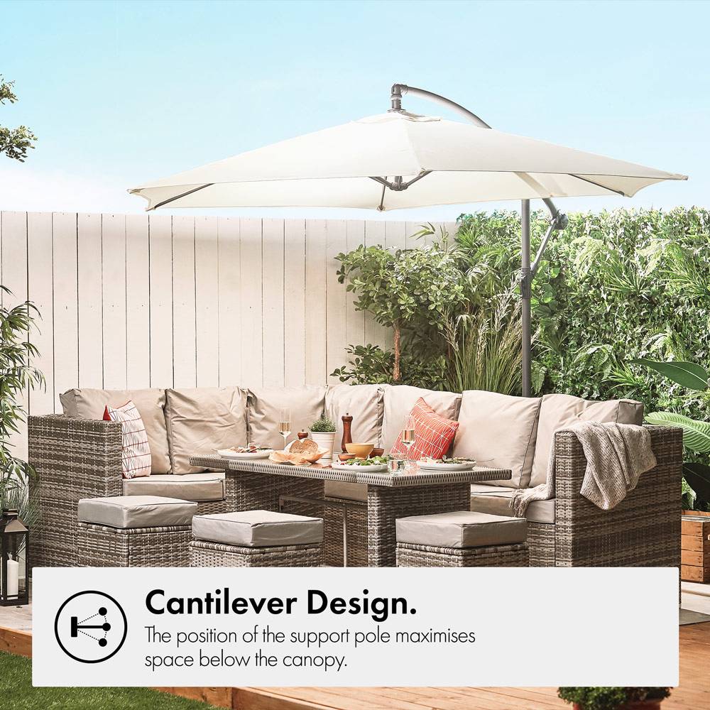 Ivory Cream 3m Banana Parasol & Cover Set