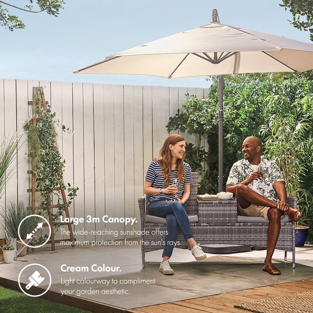 Ivory Cream 3m Banana Parasol & Cover Set