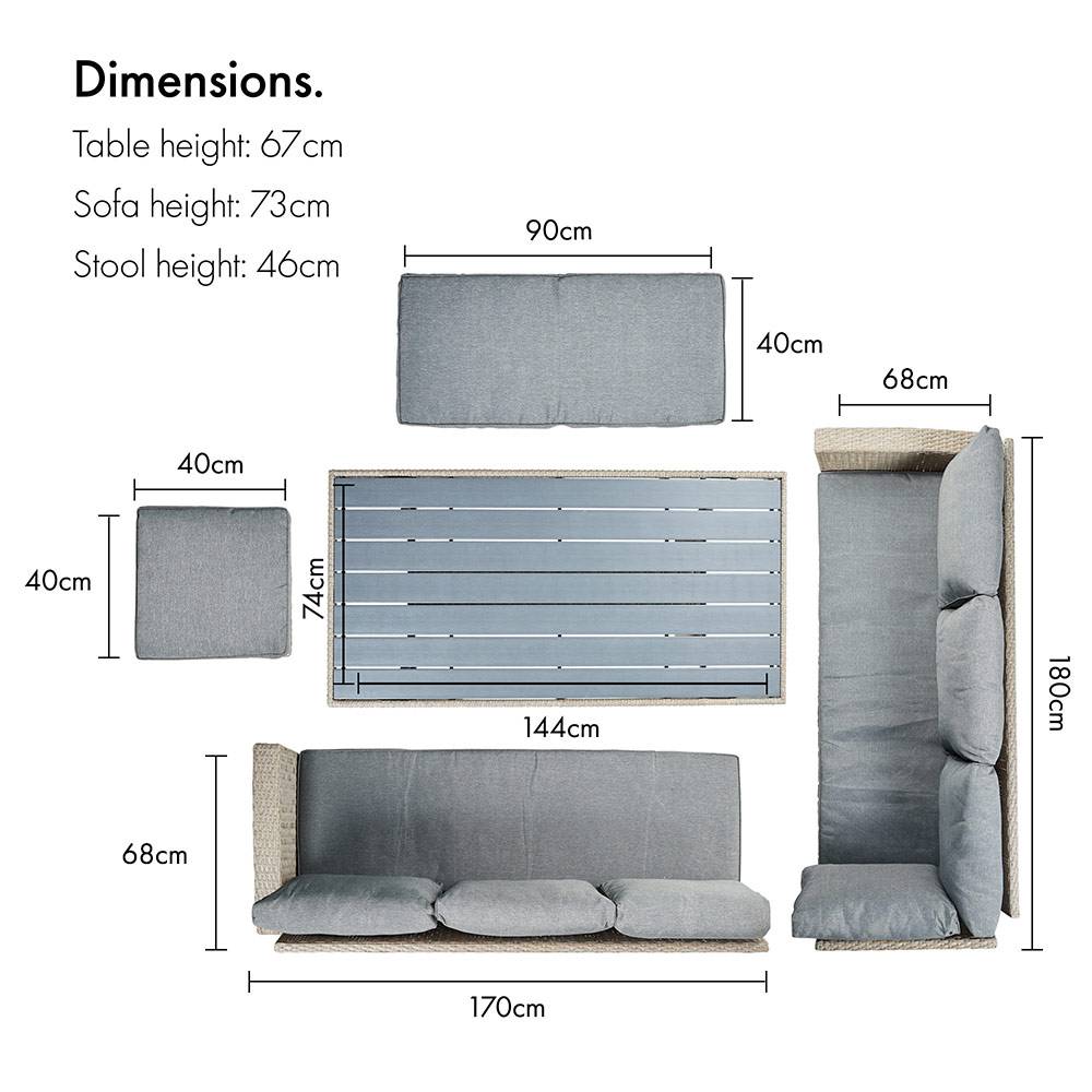 Kos 9 Seater Garden Sofa & Dining Table Set