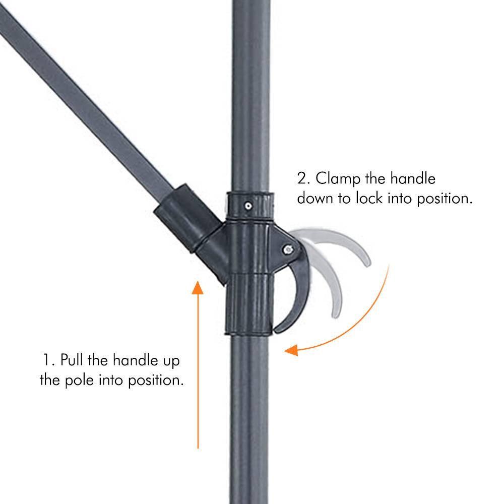 Grey 3m Banana Parasol, Base & Cover Set