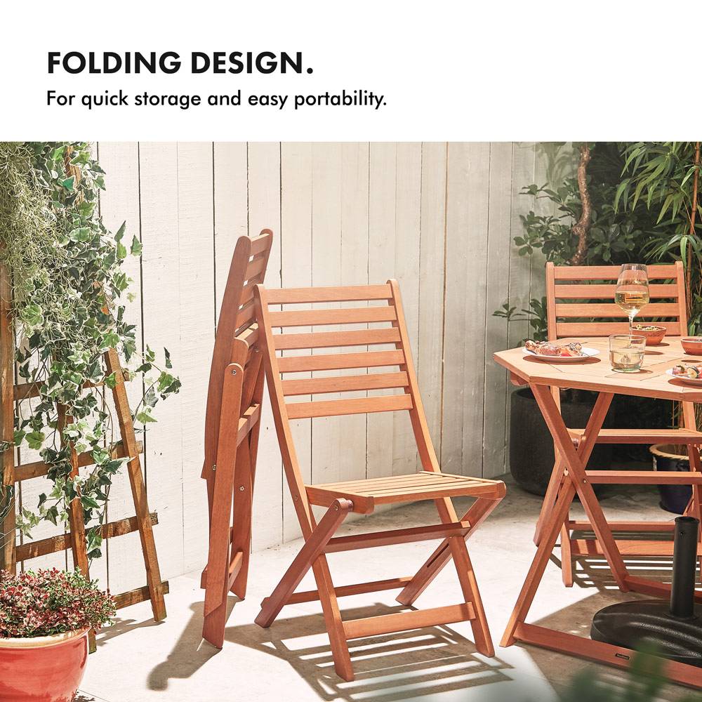 Wooden Dining Set with Parasol & 9kg Base