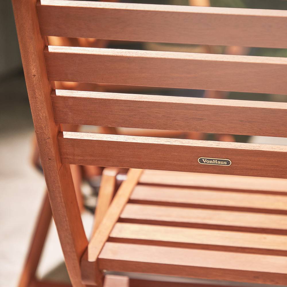 Wooden Dining Set with Parasol & 9kg Base