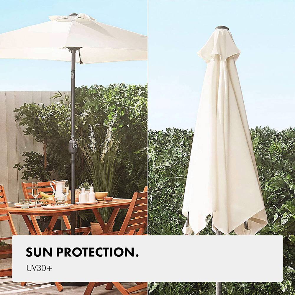 Wooden Dining Set w/ Parasol & 9kg Base