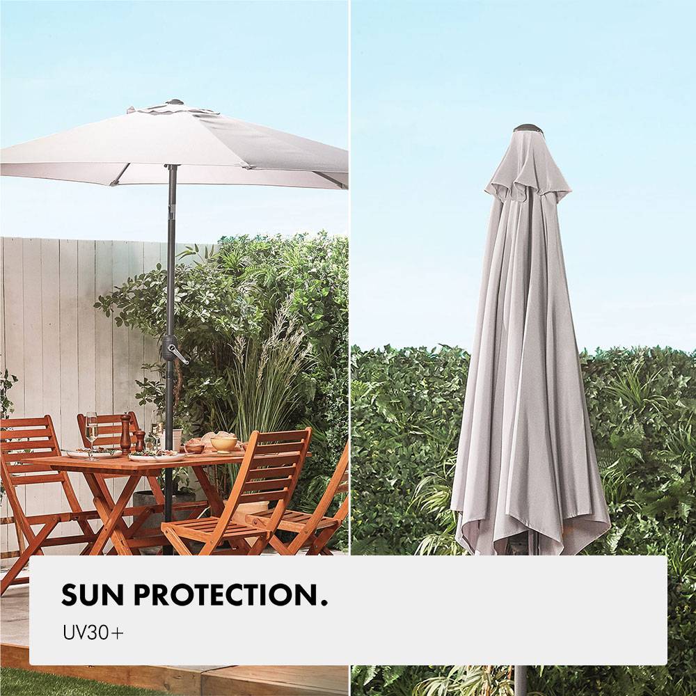 Wooden Dining Set with Parasol & 9kg Base