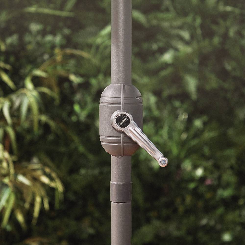 Wooden Dining Set w/ Grey Parasol & Base