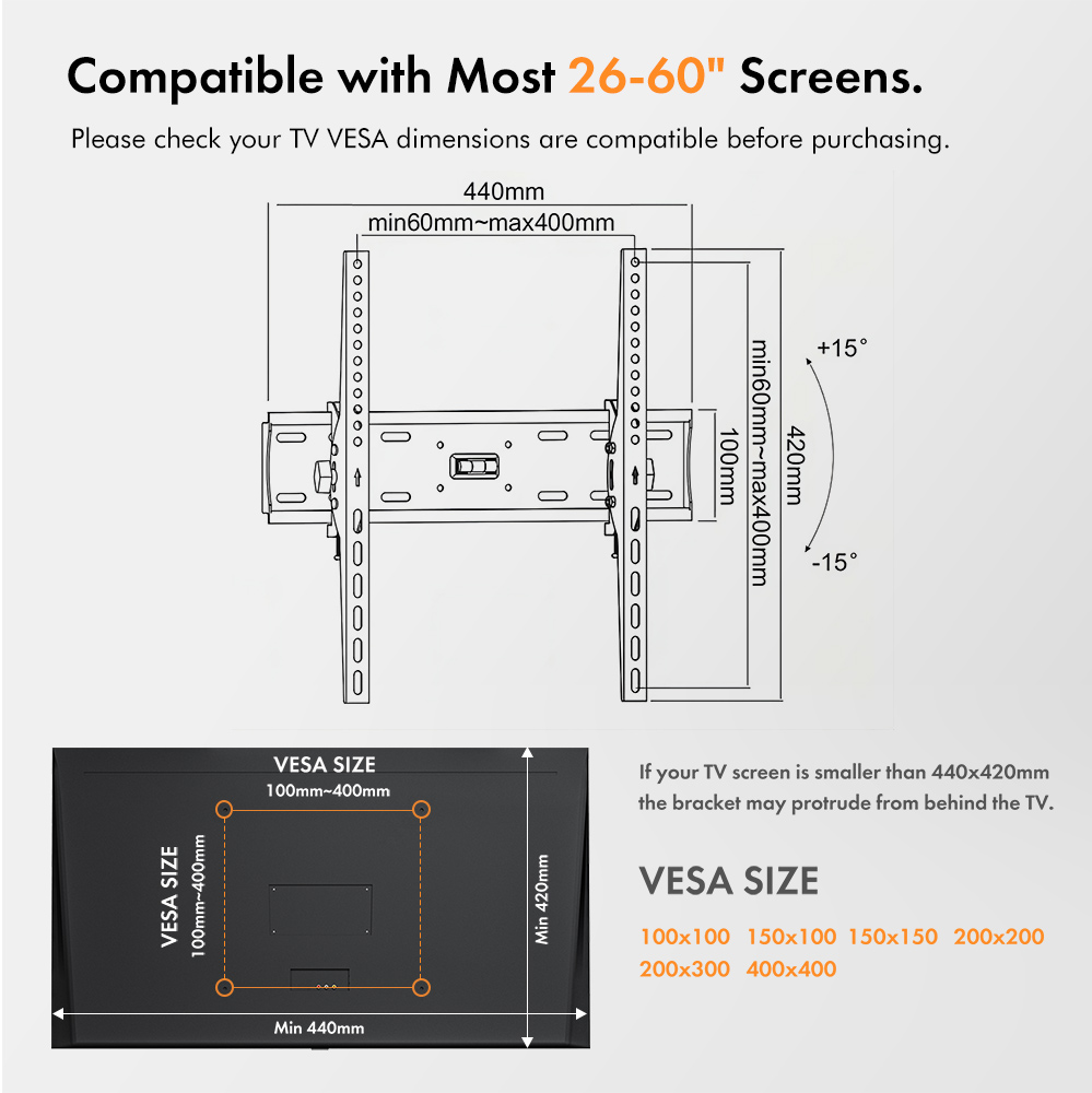 26-60 inch Tilt TV Bracket