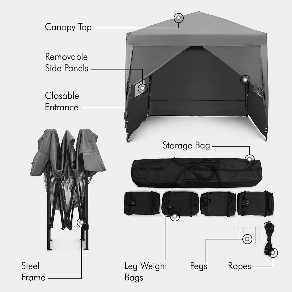 Grey Pop-up Gazebo Set 2.5m x 2.5m