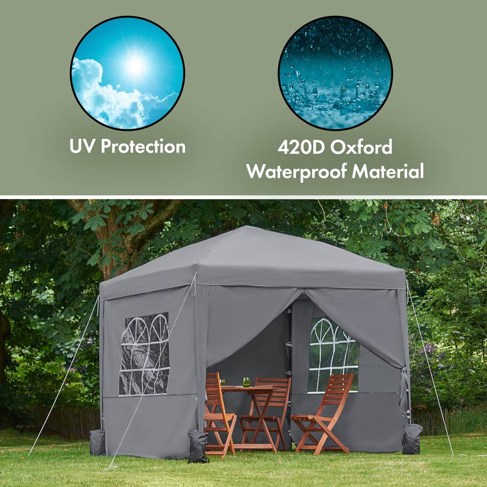 Grey Pop-up Gazebo Set 2.5m x 2.5m