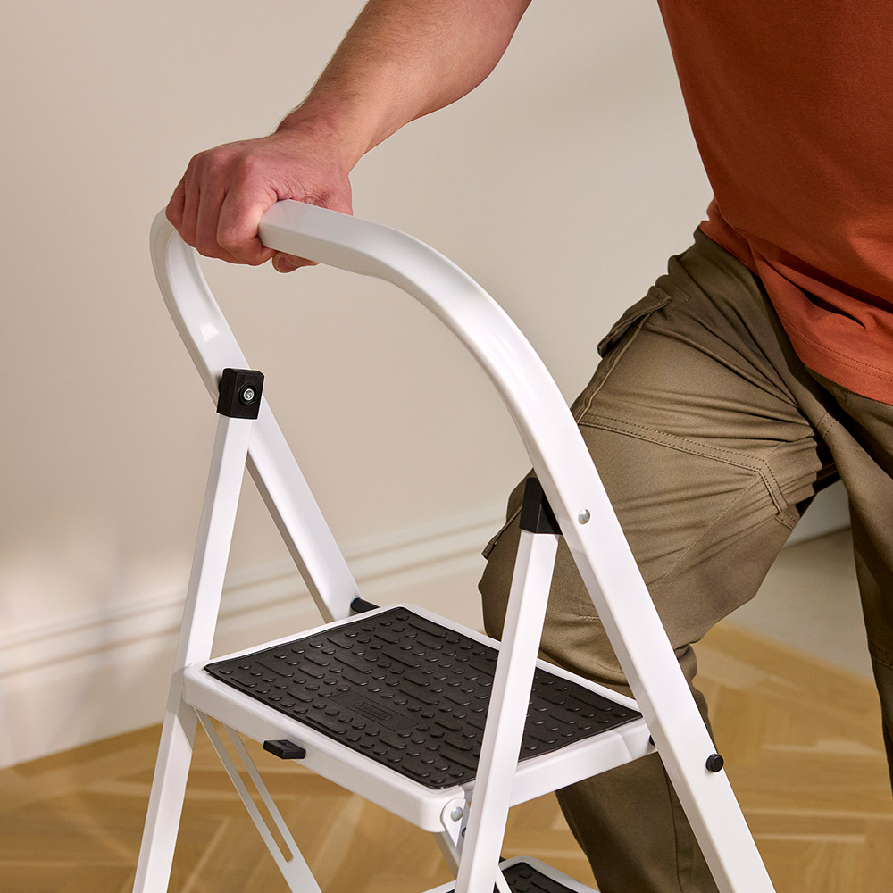 Steel 3 Step Ladder - White