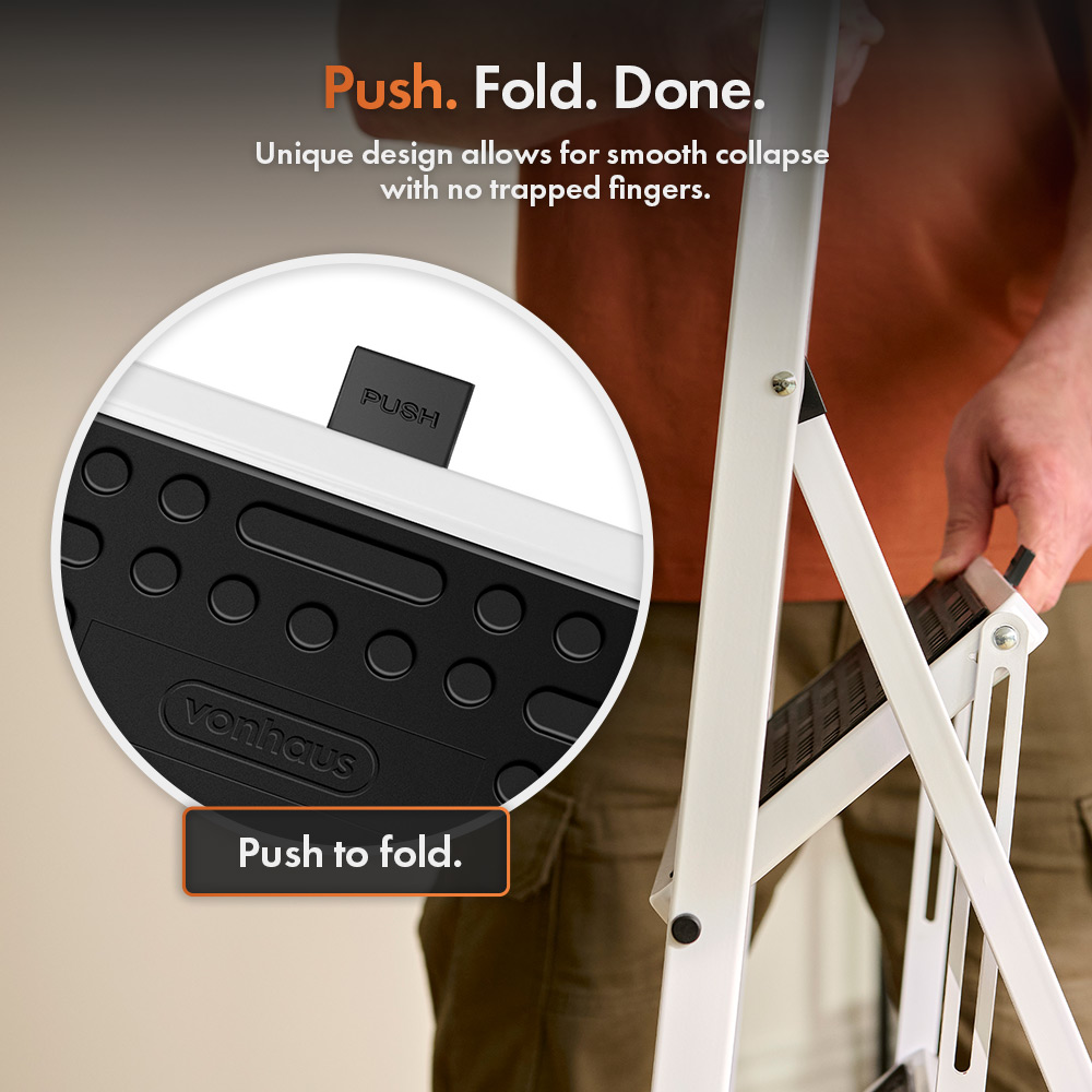 Steel 3 Step Ladder - White