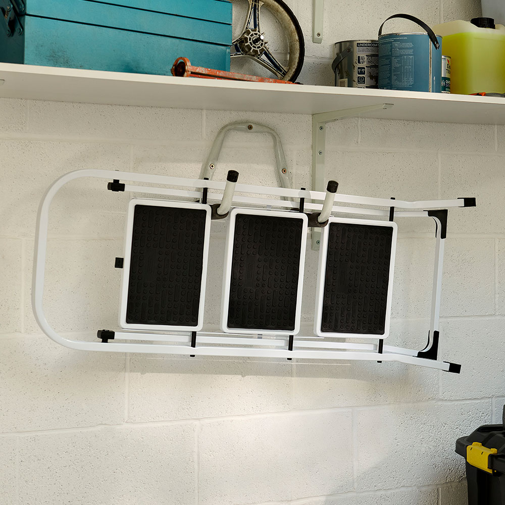 Steel 3 Step Ladder - White