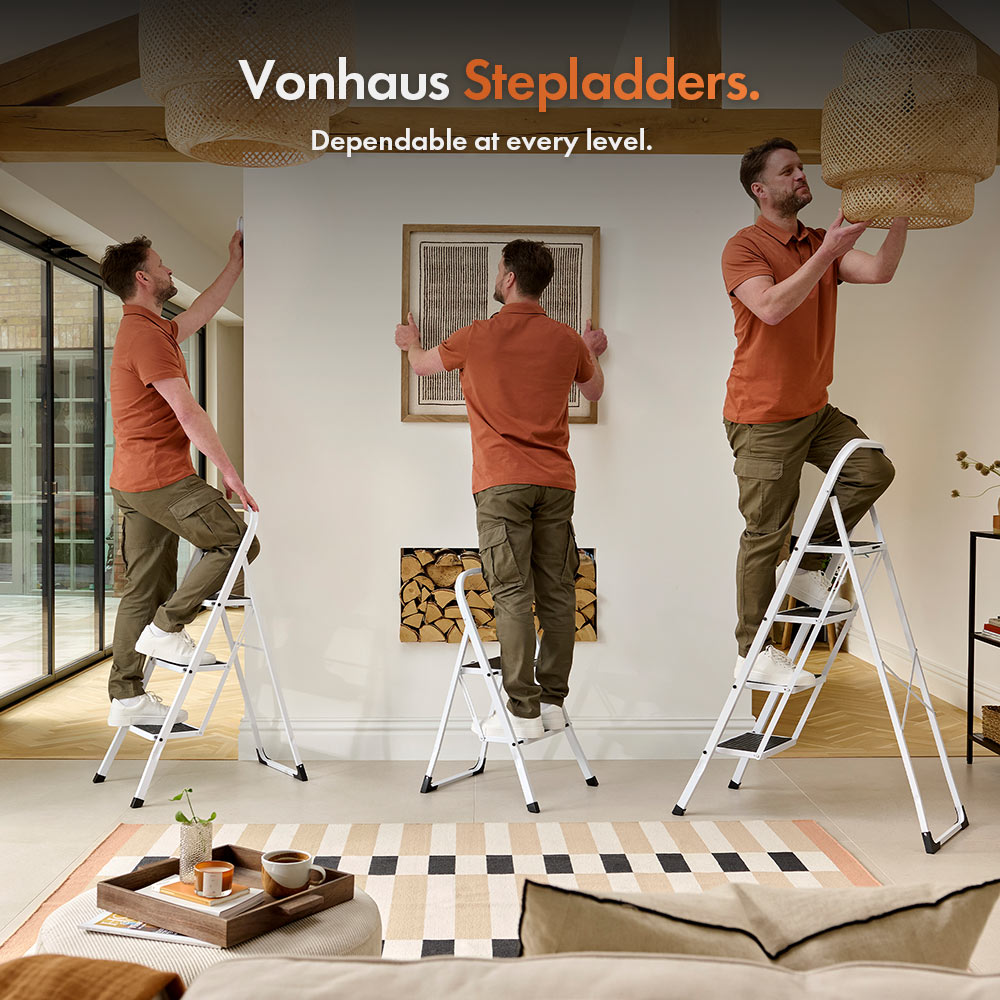 Steel 3 Step Ladder - White