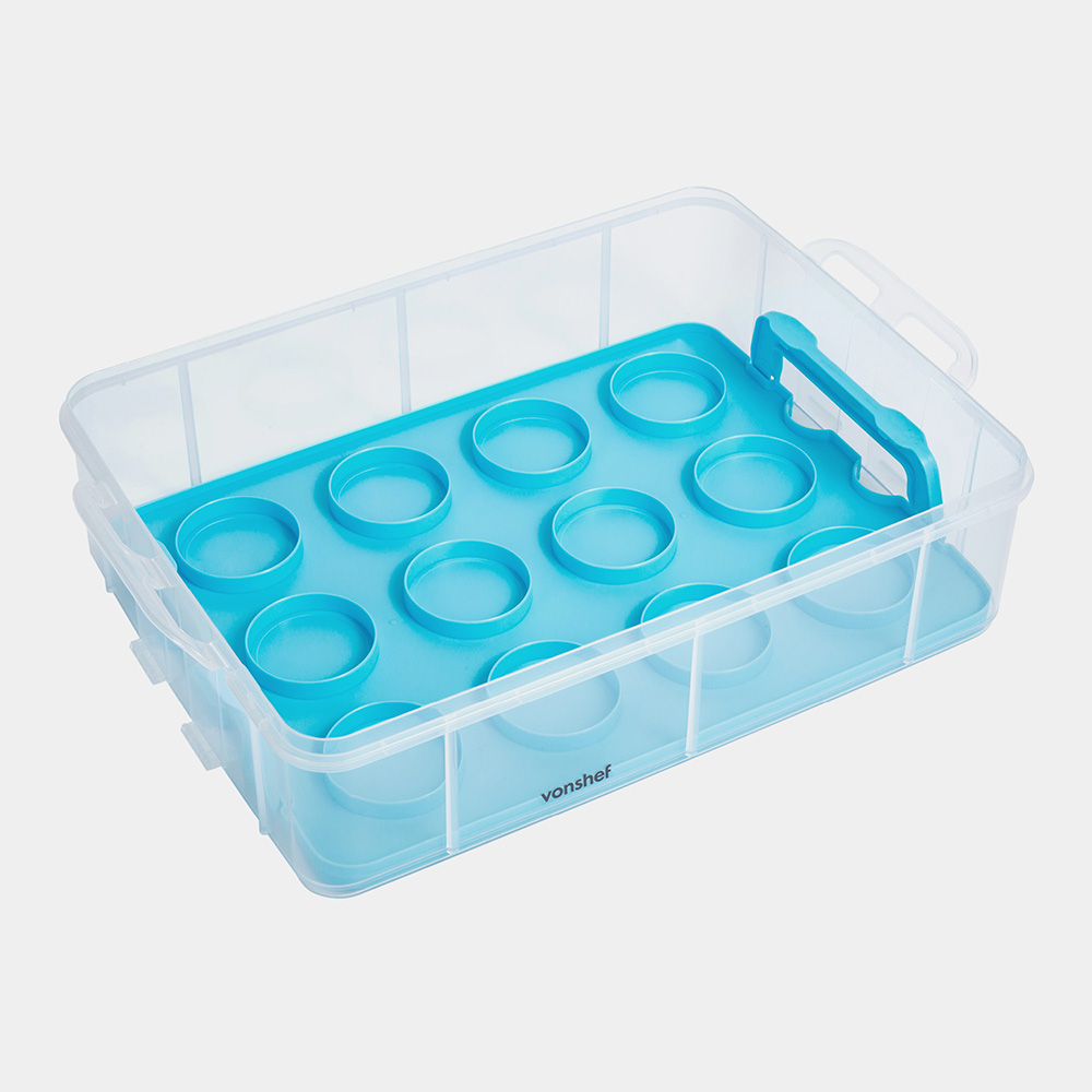 3 Tier Cupcake Carrier Blue