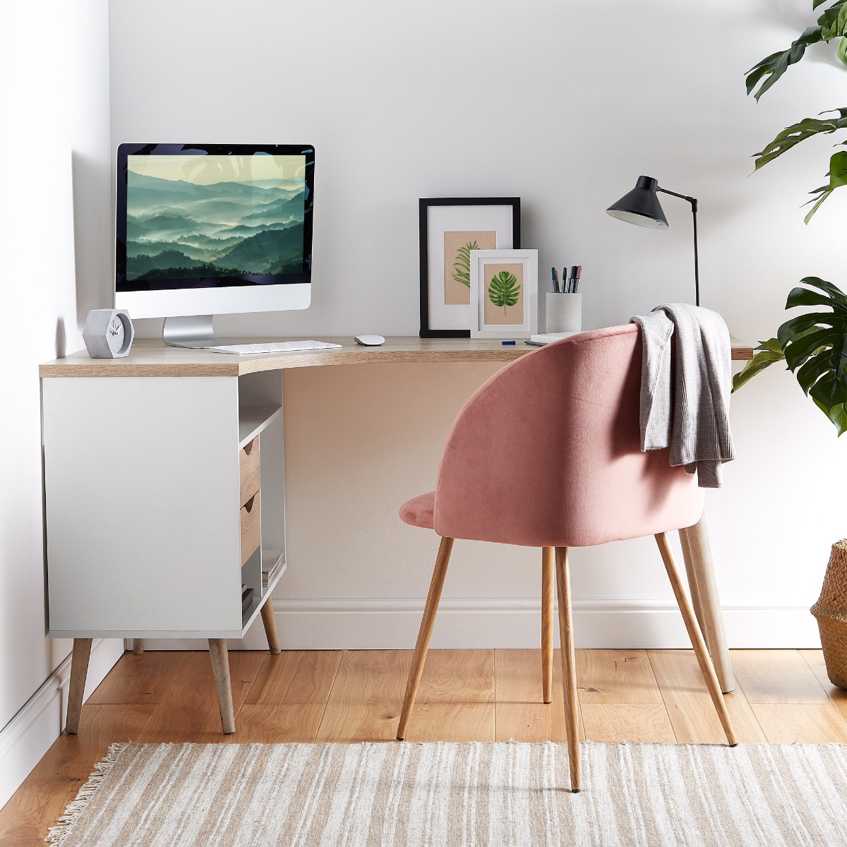Koto White & Oak Effect Computer Desk