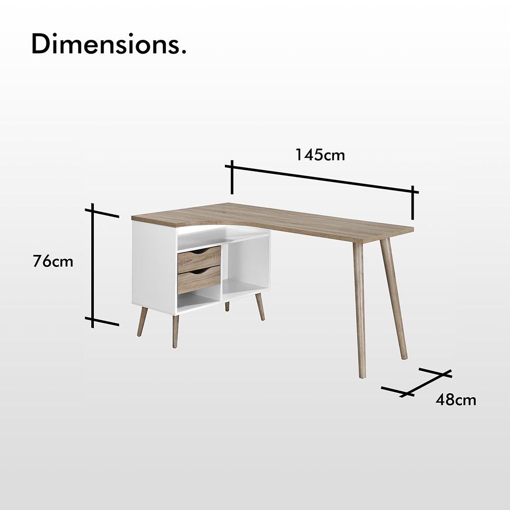 Koto White & Oak Effect Computer Desk