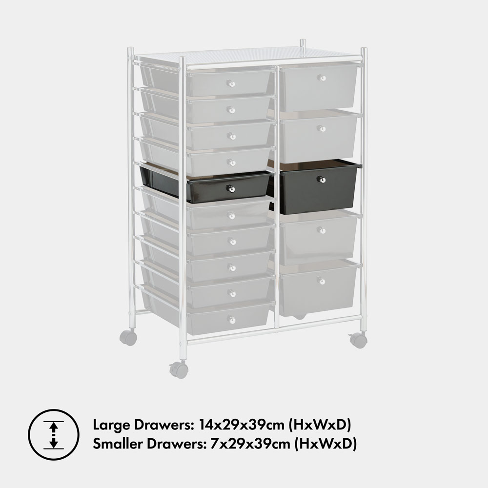 Black 15 Drawer Trolley