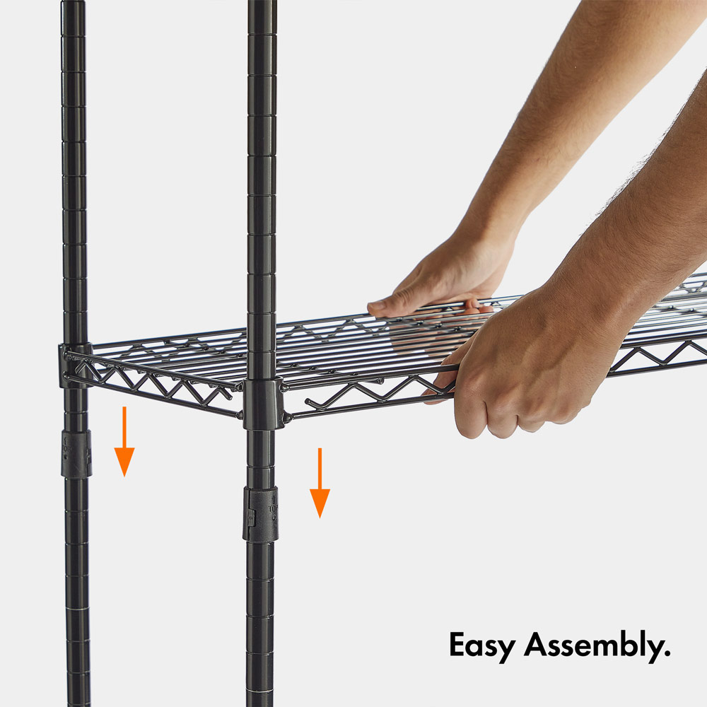 5-Tier Wire Metal Shelving Unit  –  Black (170 x 80 x 30cm)