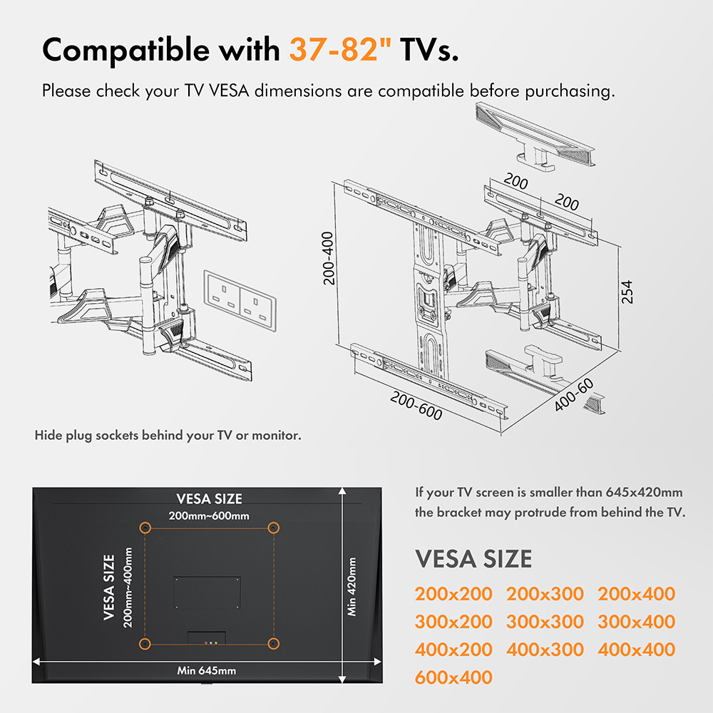 37-82 inch Cantilever TV Bracket