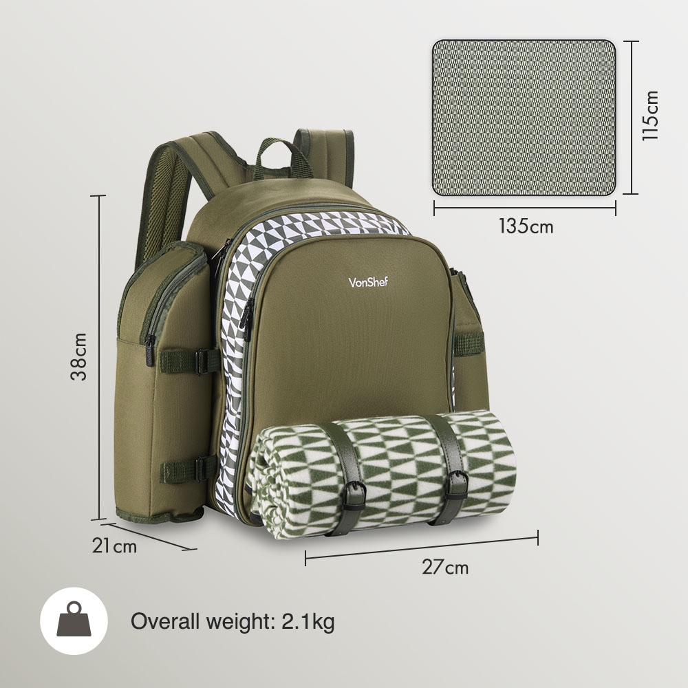 Green Picnic Backpack - 4 Person