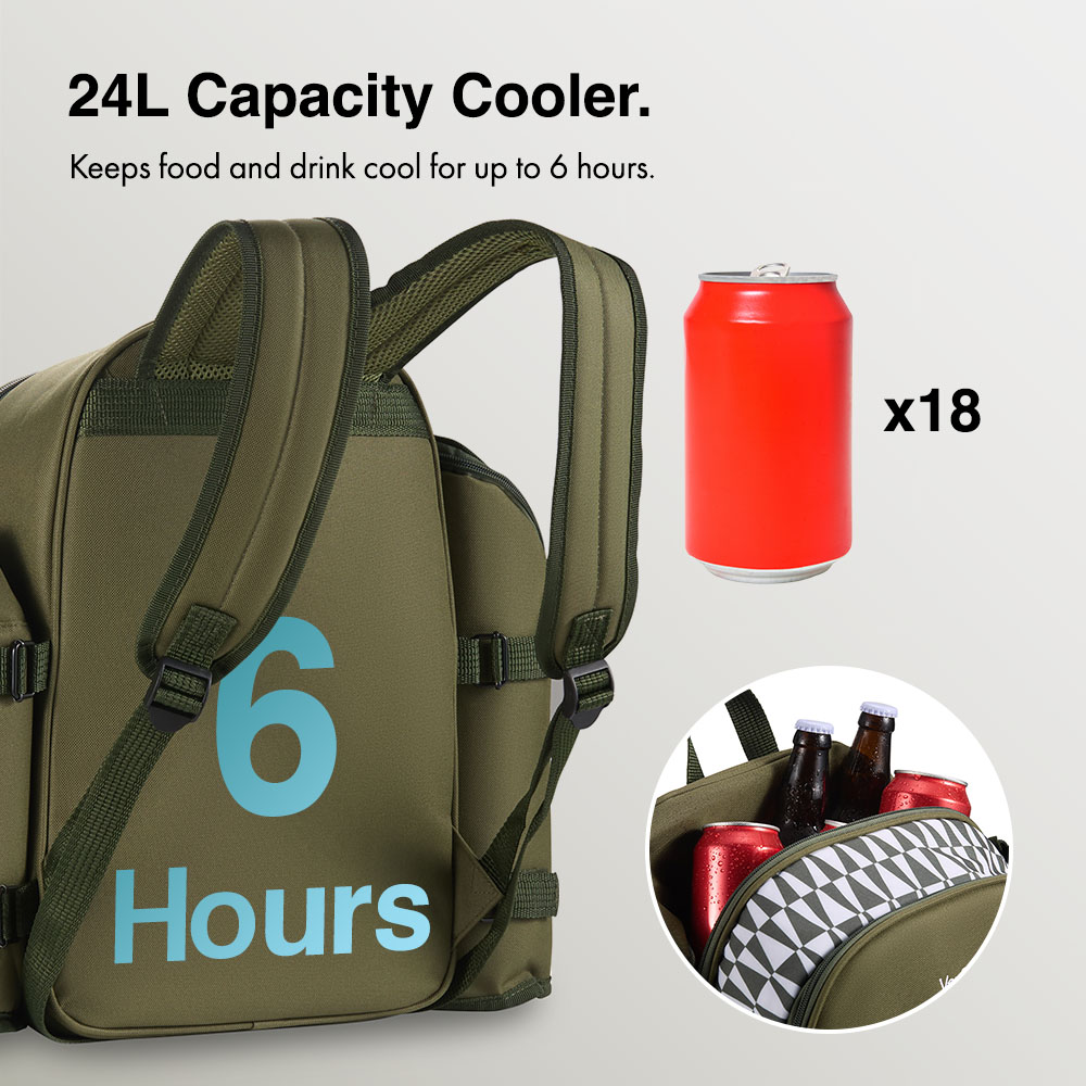 Green Picnic Backpack - 4 Person