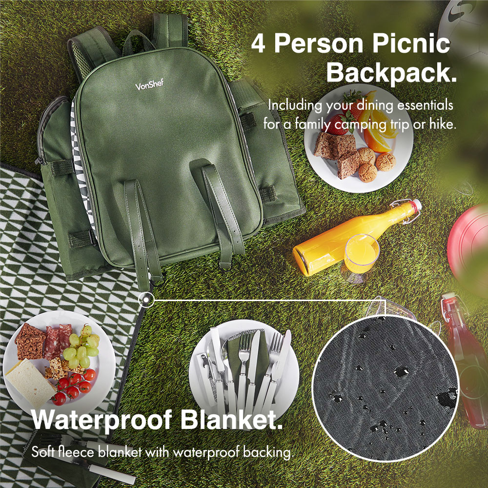 Green Picnic Backpack - 4 Person