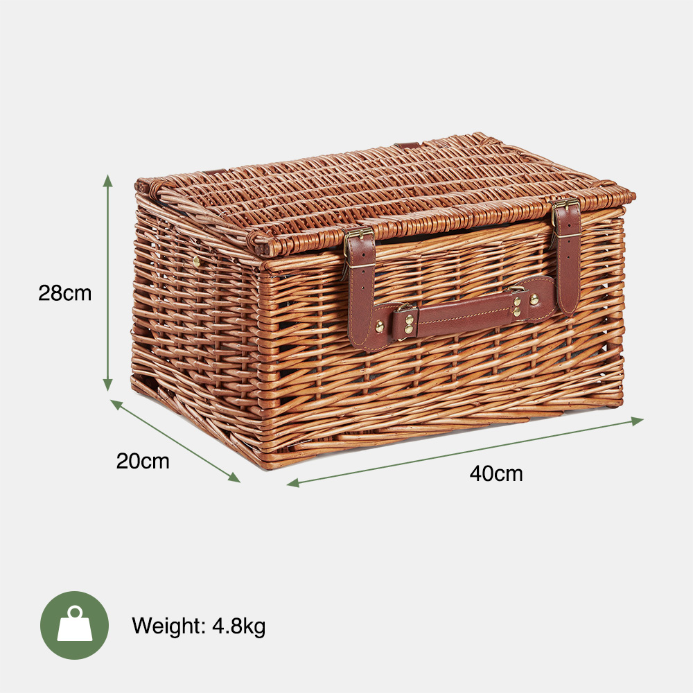 4 Person Navy Wicker Picnic Basket