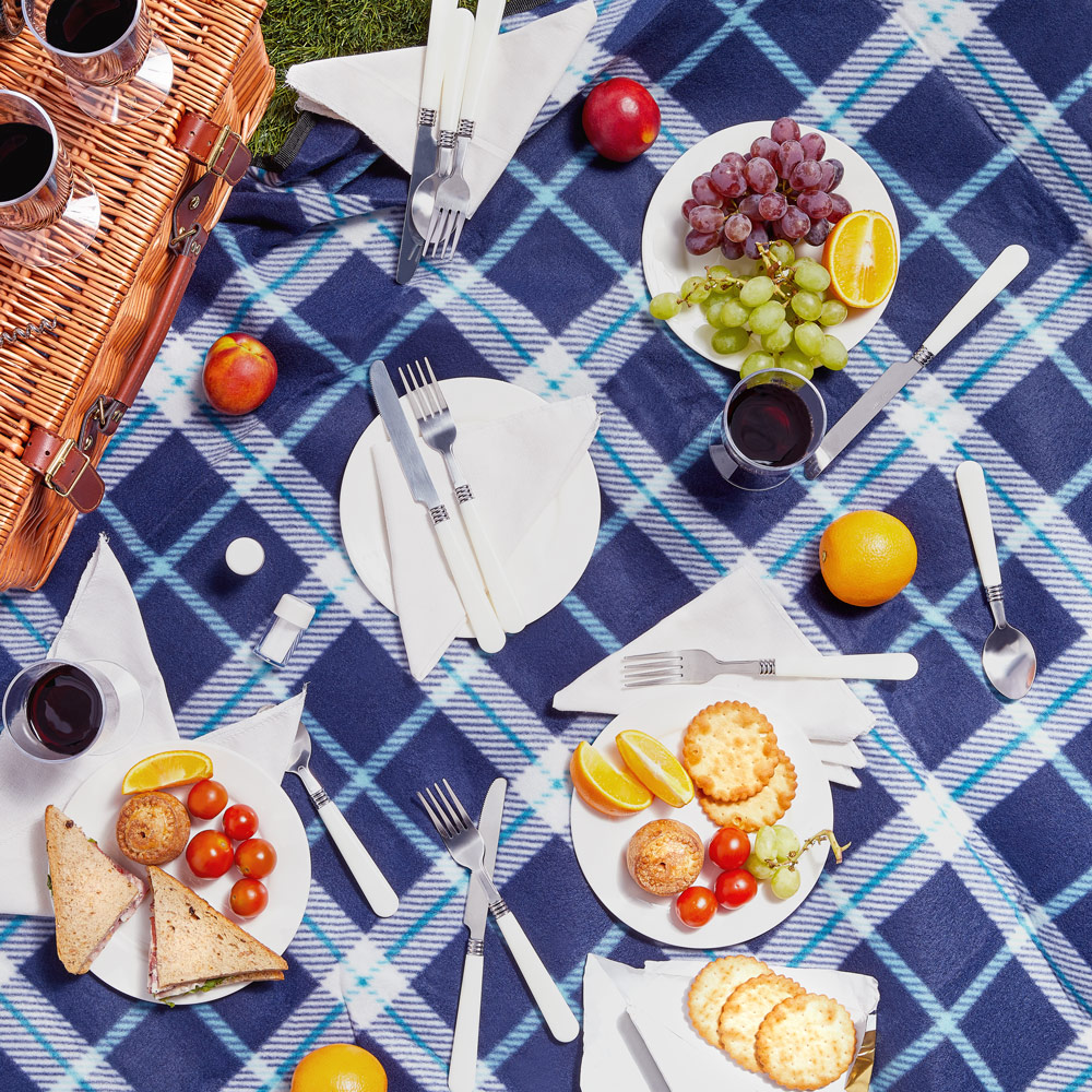 4 Person Navy Wicker Picnic Basket