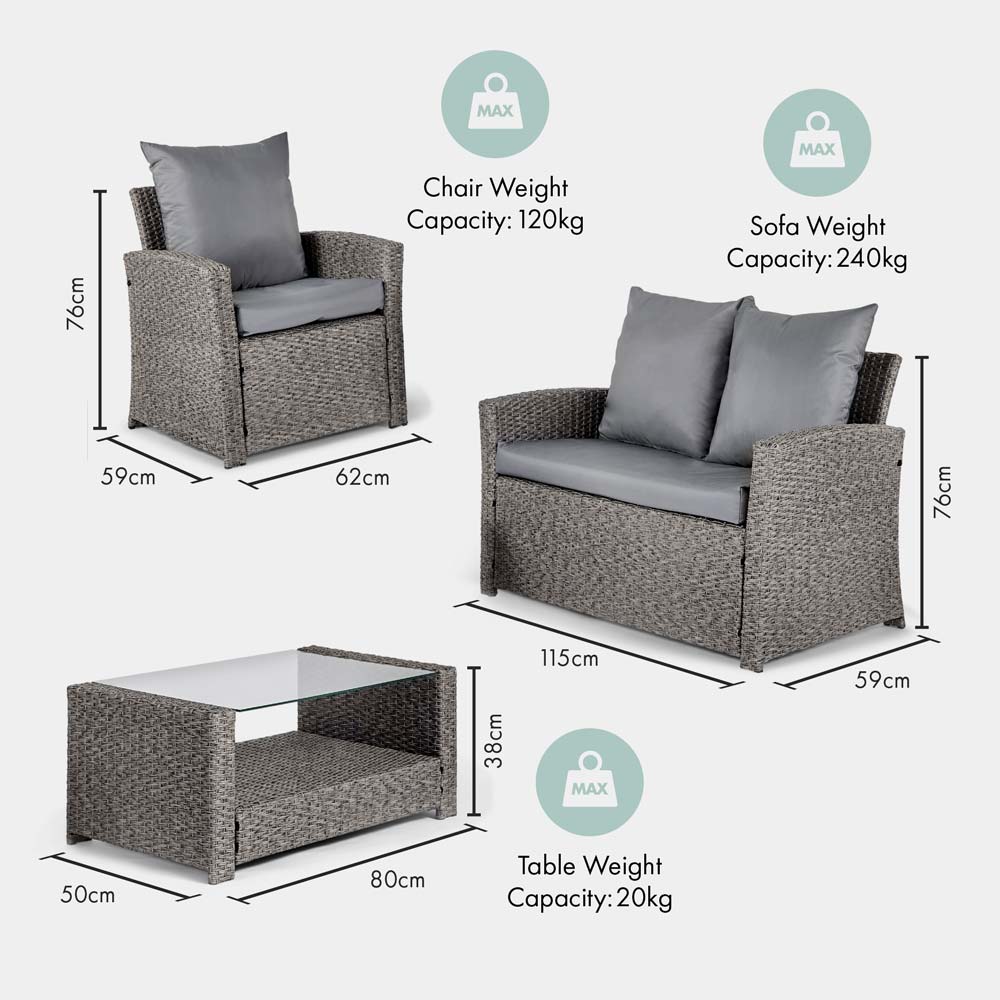 Bali 4 Seater Garden Rattan Sofa Set