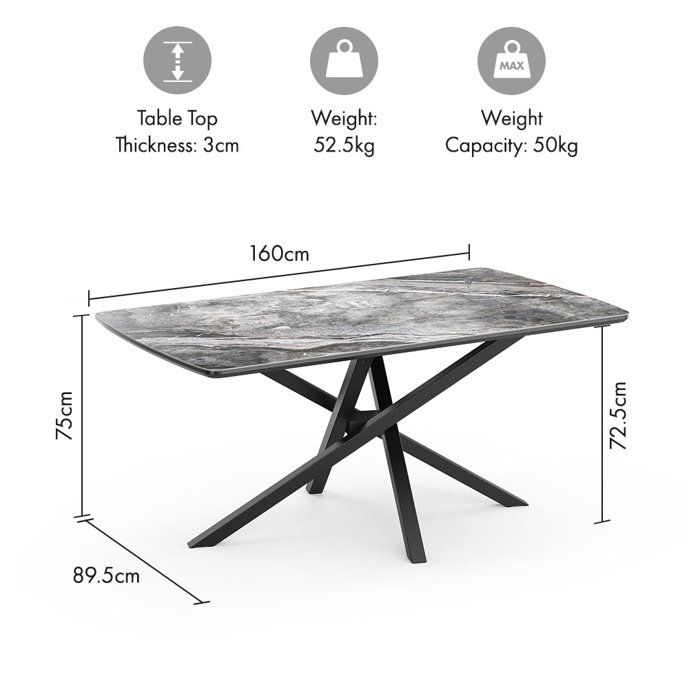Atherton 6 Seater Marble Effect Dining Table