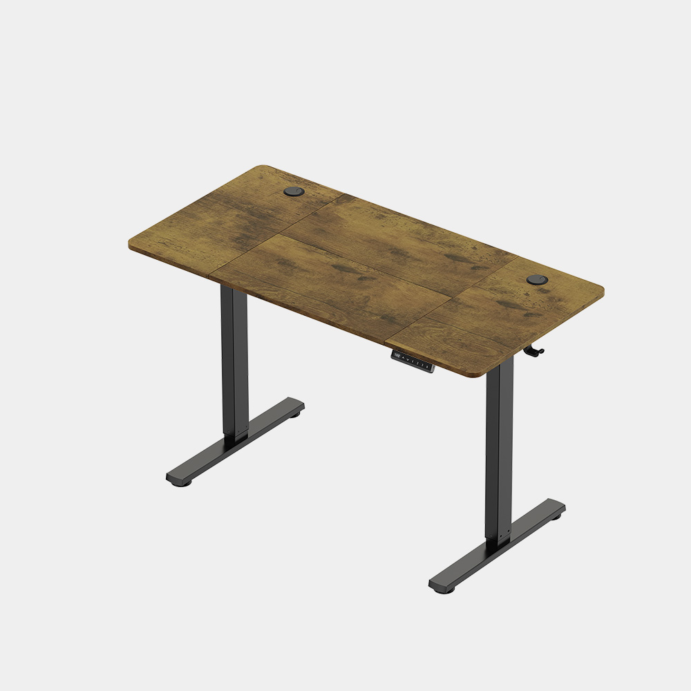 Black Standing Desk with Walnut Desktop 120x60cm and USB-C Charging Port