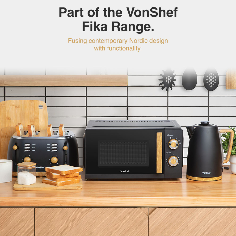 Fika Black Microwave, Kettle & 2 Slice Toaster Set