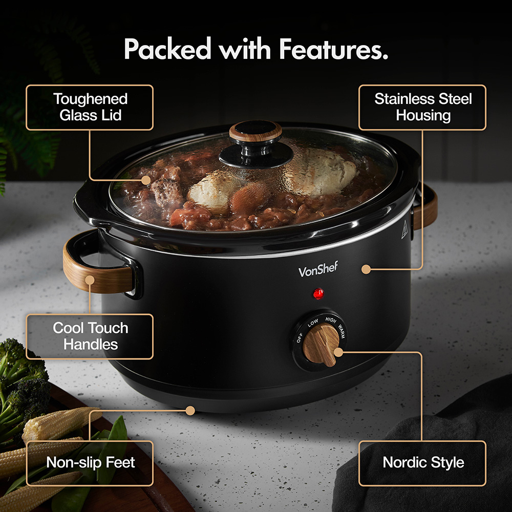 Fika Black 3.5L Slow Cooker, Kettle & 4 Slice Toaster Set