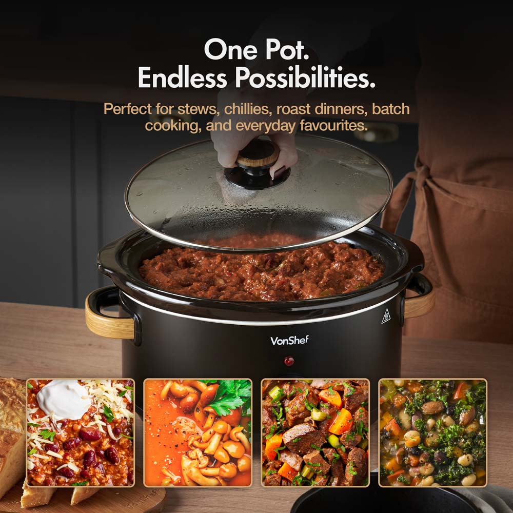 Fika Black & Wood 3.5L Slow Cooker