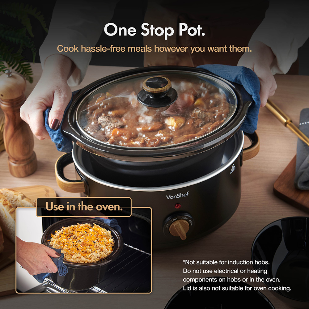 Fika Black & Wood 3.5L Slow Cooker